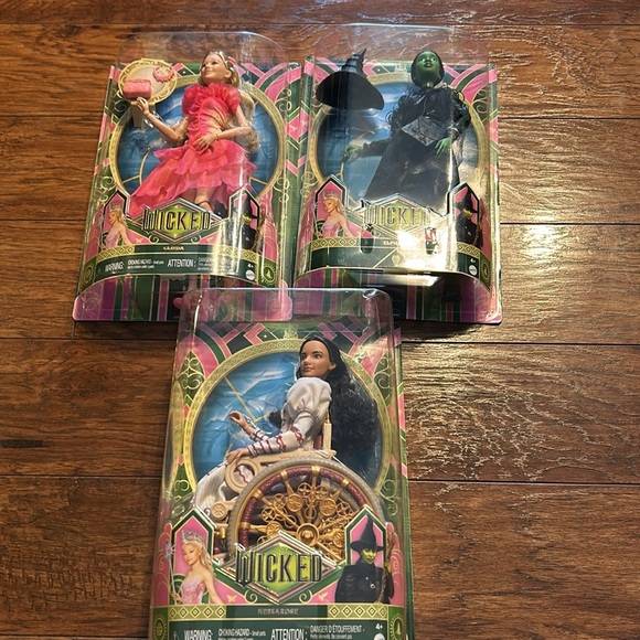 Mattel Wicked Movie Glinda Nessarose Elphaba Dolls MISPRINT ERROR  NEW s… - Picture 1 of 11